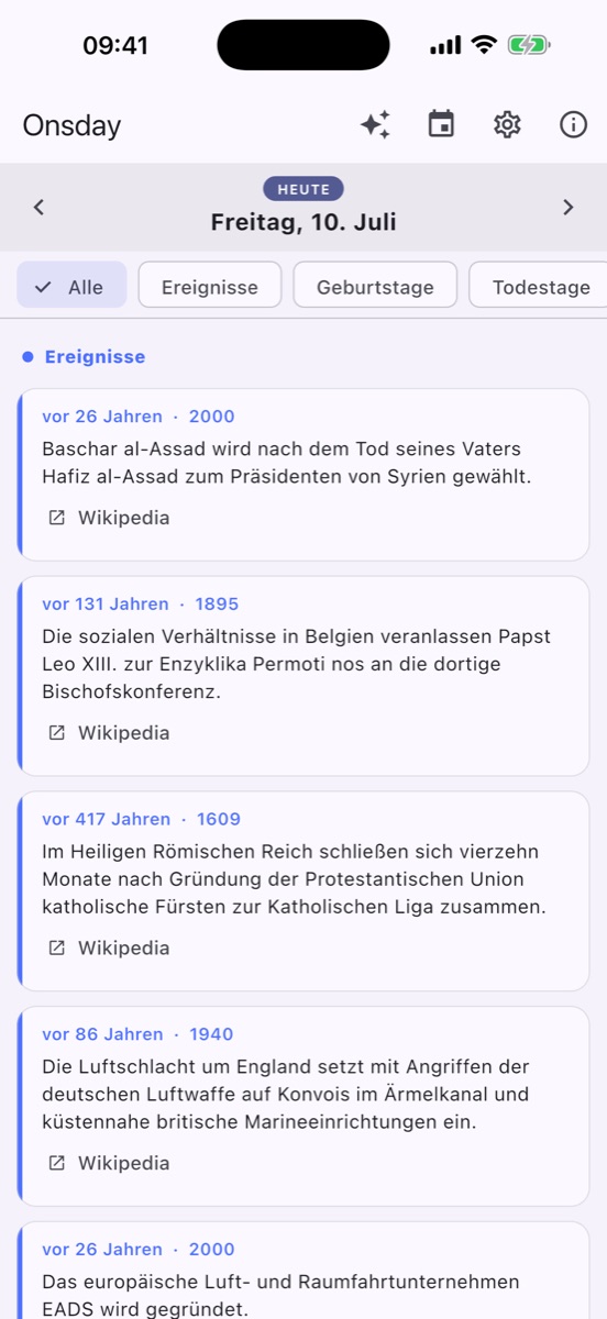 Onsday – Ereignisse des heutigen Tages