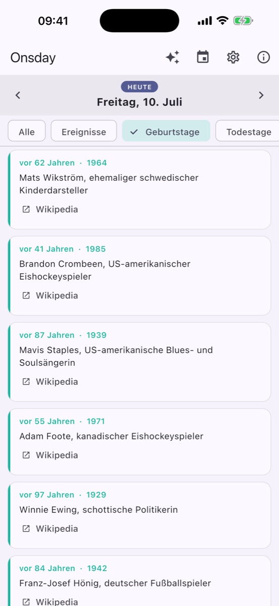 Onsday – Geburtstage